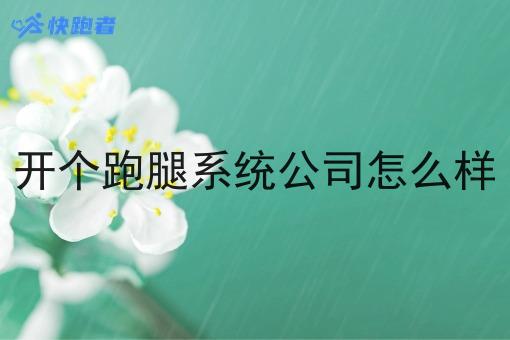 开个跑腿系统公司怎么样