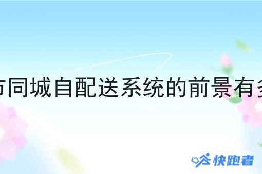 城市同城自配送系统的前景有多大 城市同城自配送系统的前景有多大
