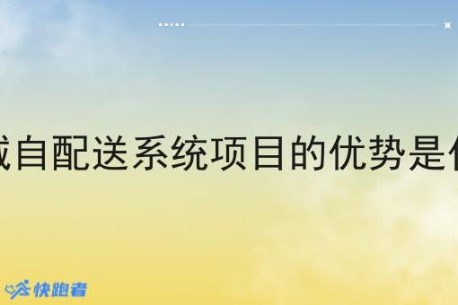 同城自配送系统项目的优势是什么