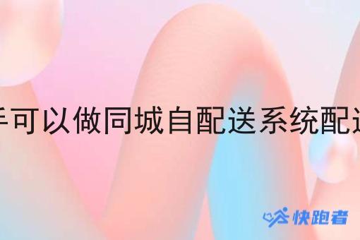 新手可以做同城自配送系统配送吗 新手可以做同城自配送系统配送吗