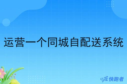 运营一个同城自配送系统