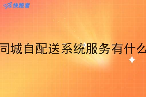 同城自配送系统服务有什么
