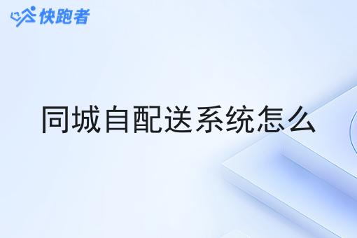 同城自配送系统怎么