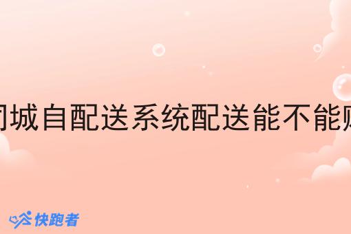 做同城自配送系统配送能不能赚钱 做同城自配送系统配送能不能赚钱