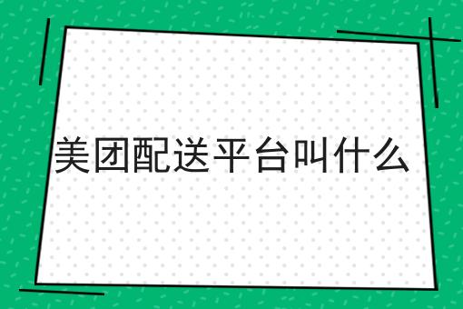美团配送平台叫什么